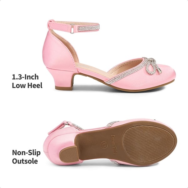 Girls Rhinestone Bowknot Low Heels - PINK - 1