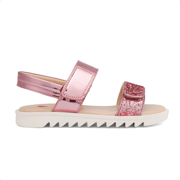 Girls Glittering Strap Flat Sandals - HOT PINK - 1