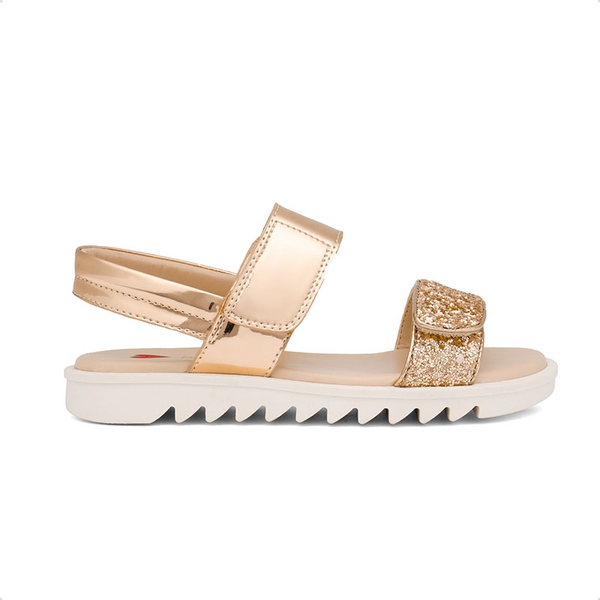 Girls Glittering Strap Flat Sandals - ROSE GOLD - 1