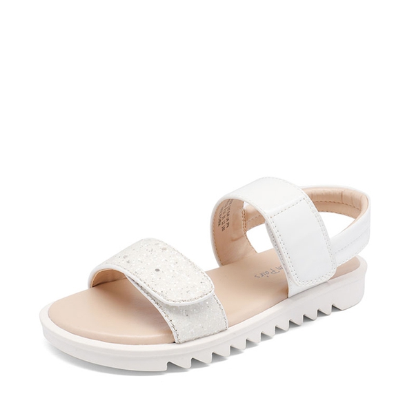 Girls Glittering Strap Flat Sandals - WHITE -  0