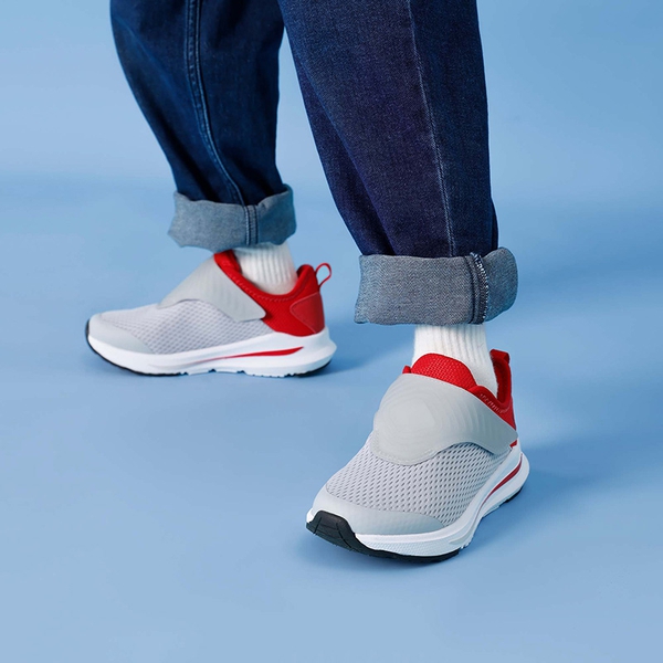 Kids Aircraft-inspired Wing Hook Breathable Sneakers - GREY RED - 1