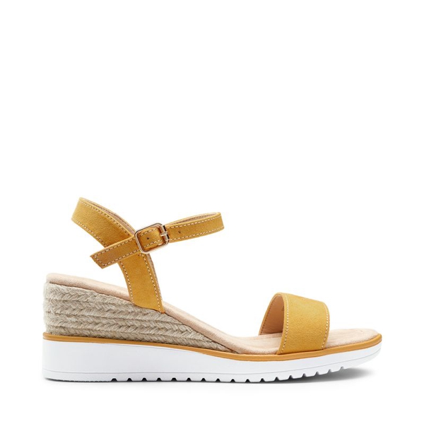  Espadrille Ankle Strap Wedge Sandals - YELLOW - 2