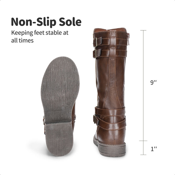 Girls Knee High Riding Boots - BROWN - 4