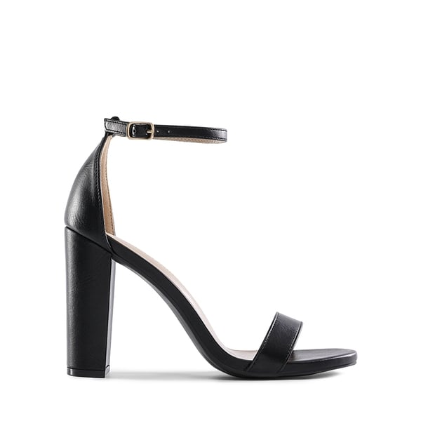 Chunky High Heel Sandals - BLACK PU - 2