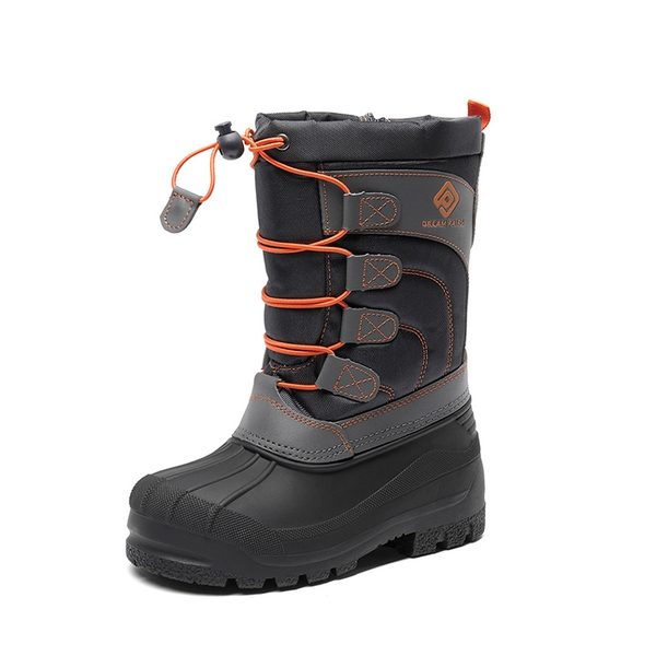 Kids Waterproof Shell Bottom Snow Boots - NAVY GREY ORANGE -  0