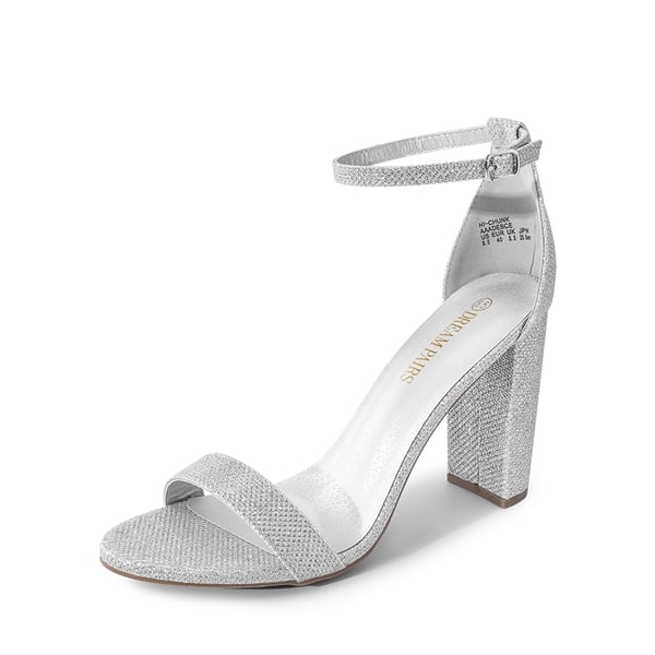 Women's Chunky High Heel Pump Sandals - SILVER GLITTER -  0