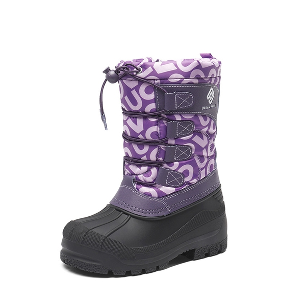 Kids Waterproof Shell Bottom Snow Boots - BERRY -  0