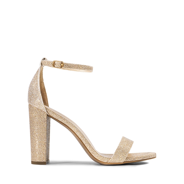 Women's Chunky High Heel Pump Sandals - GOLD GLITTER - 3