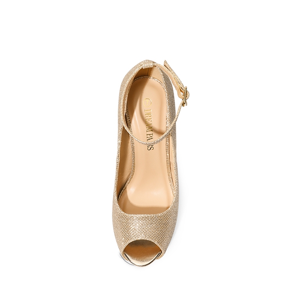 High Heel Platform Dress Pumps - GOLD GLITTER - 4