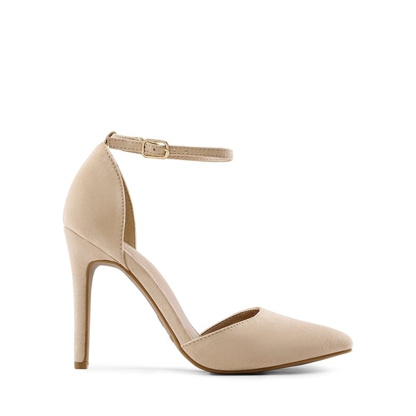 Ankle Strap Pointed Toe Stiletto Heels Pumps - NUDE SUEDE - 2