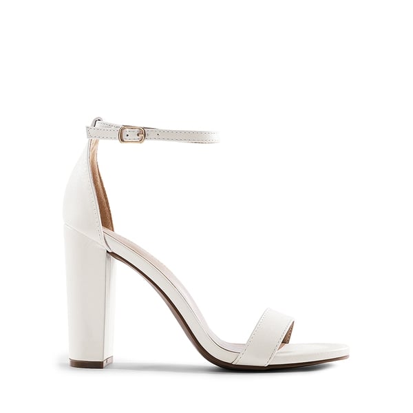 Women's Chunky High Heel Pump Sandals - WHITE PU - 3