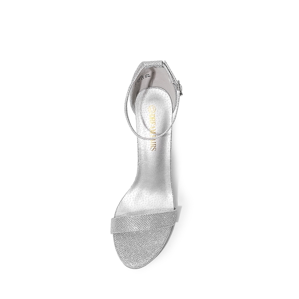 Women's Chunky High Heel Pump Sandals - SILVER GLITTER - 5