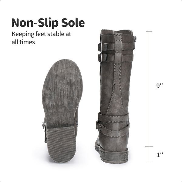 Girls Knee High Riding Boots - GREY - 4