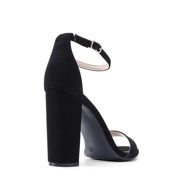 Women's Chunky High Heel Pump Sandals - BLACK NUBUCK - 4