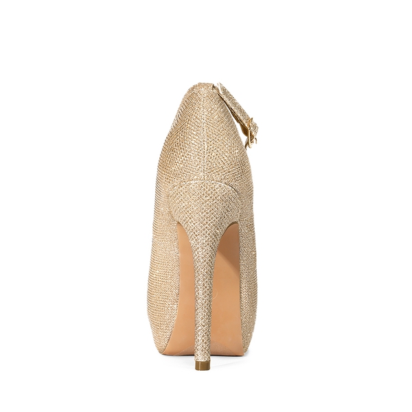 High Heel Platform Dress Pumps - GOLD GLITTER - 3