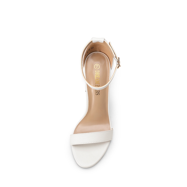 Women's Chunky High Heel Pump Sandals - WHITE PU - 5