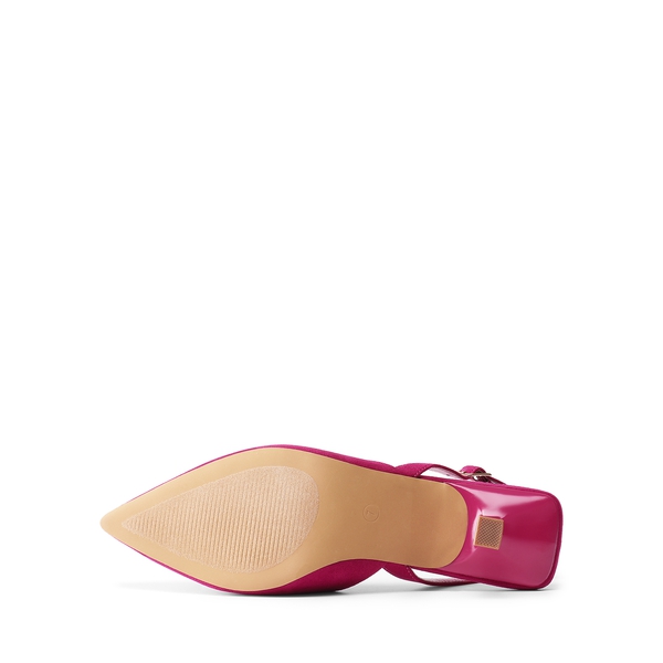 V  Vamp Slingback Kitten Heels Pumps - HOT PINK - 5
