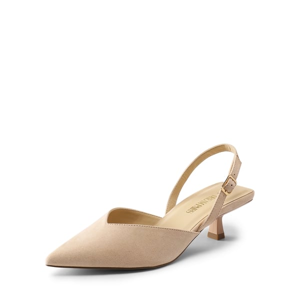 V  Vamp Slingback Kitten Heels Pumps - NUDE -  0