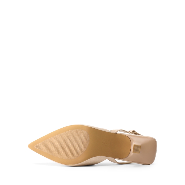 V  Vamp Slingback Kitten Heels Pumps - NUDE - 5