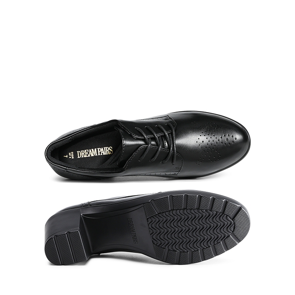 Arch Support Chunky Heel Oxfords - BLACK PU - 2