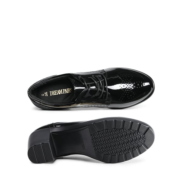 Arch Support Chunky Heel Oxfords - BLACK PAT - 2