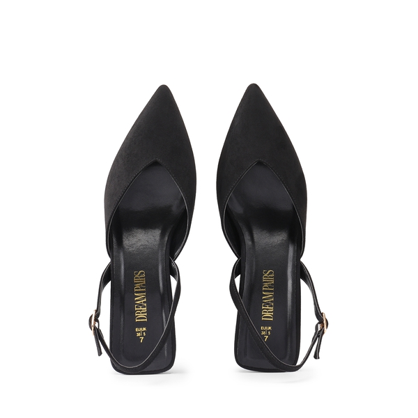 V  Vamp Slingback Kitten Heels Pumps - BLACK - 2