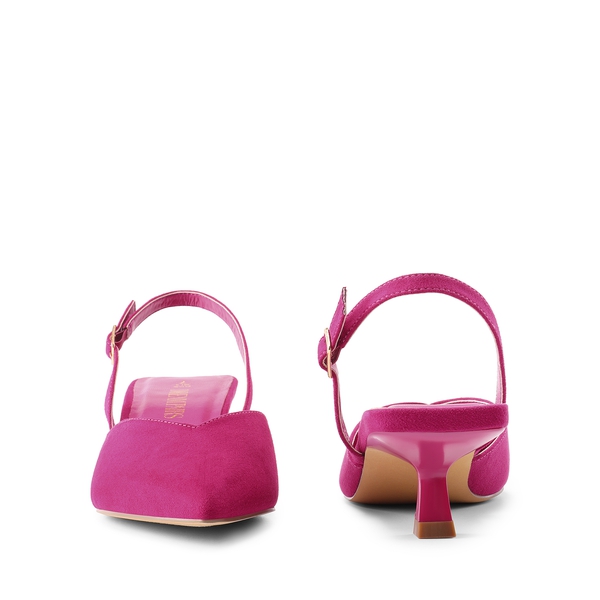 V  Vamp Slingback Kitten Heels Pumps - HOT PINK - 3