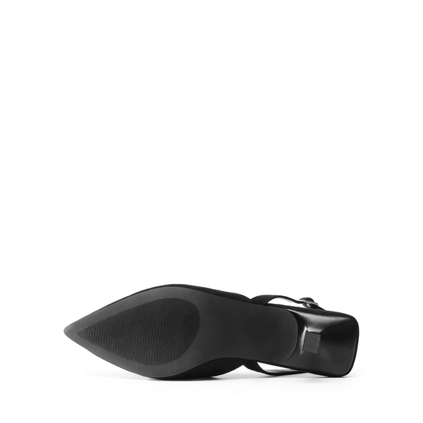 Pointed-Toe Slingback Kitten Heel Pumps - BLACK - 5