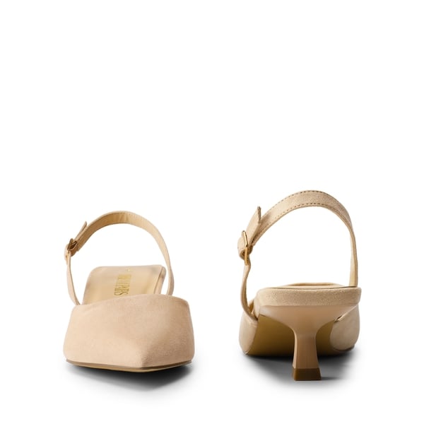 Pointed-Toe Slingback Kitten Heel Pumps - NUDE - 3