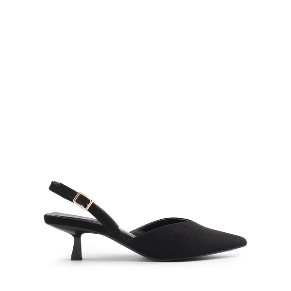 V  Vamp Slingback Kitten Heels Pumps - BLACK - 1