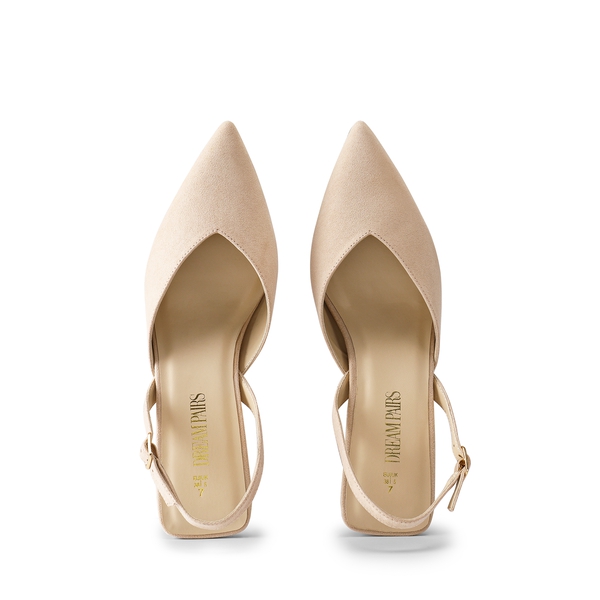 V  Vamp Slingback Kitten Heels Pumps - NUDE - 2