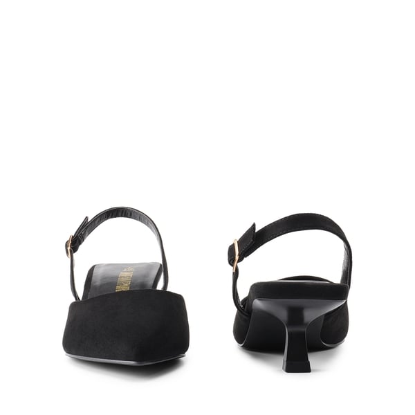 Pointed-Toe Slingback Kitten Heel Pumps - BLACK - 3