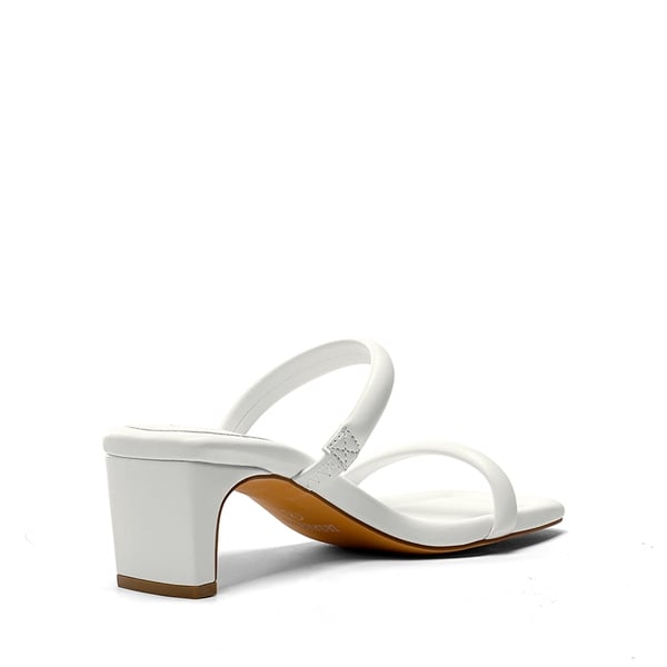 Square Toe Rectangular Double Strap Heel Sandals - WHITE - 3