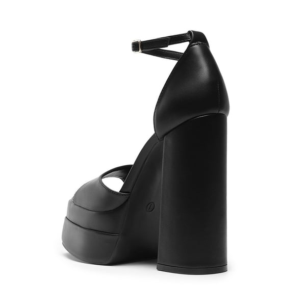 Square Toe Platform Chunky Heel Sandals - BLACK - 3