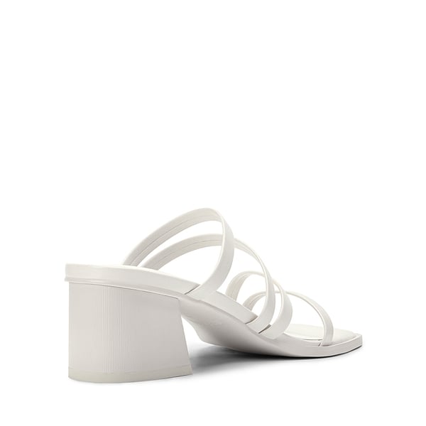 Square Toe Strappy Chunky Heel Sandals - WHITE - 3