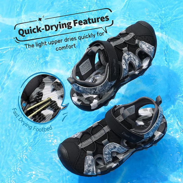Summer Outdoor Athletic Sport Sandals - BLACK GREY - 3