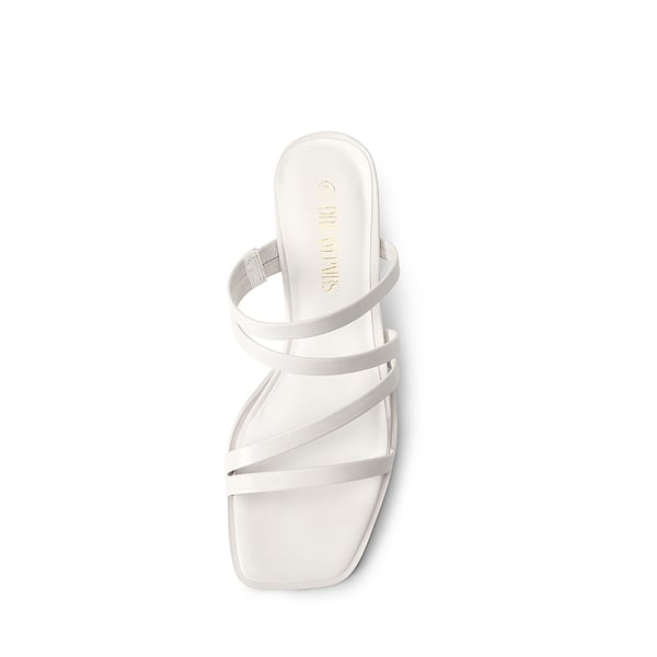Square Toe Strappy Chunky Heel Sandals - WHITE - 2