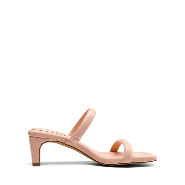 Square Toe Rectangular Double Strap Heel Sandals - PINK - 3