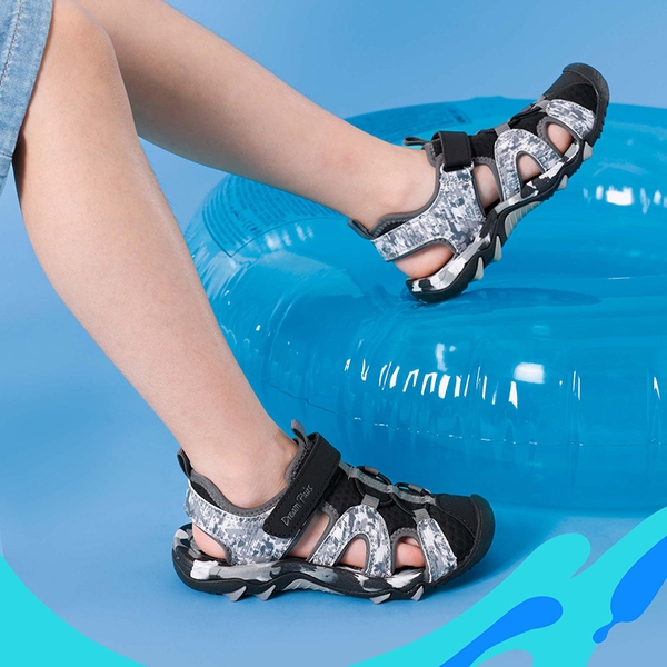 Summer Outdoor Athletic Sport Sandals - BLACK GREY - 1