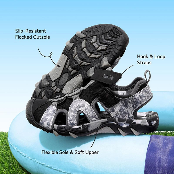 Summer Outdoor Athletic Sport Sandals - BLACK GREY - 4