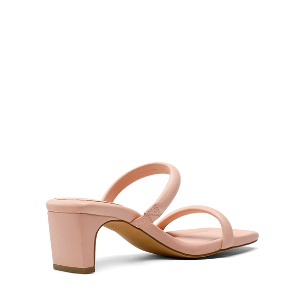 Square Toe Rectangular Double Strap Heel Sandals - PINK - 4