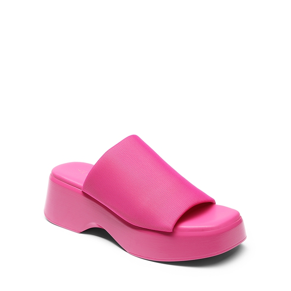 Knitted Chunky Flatform Slip On Sandals - HOT PINK - 2