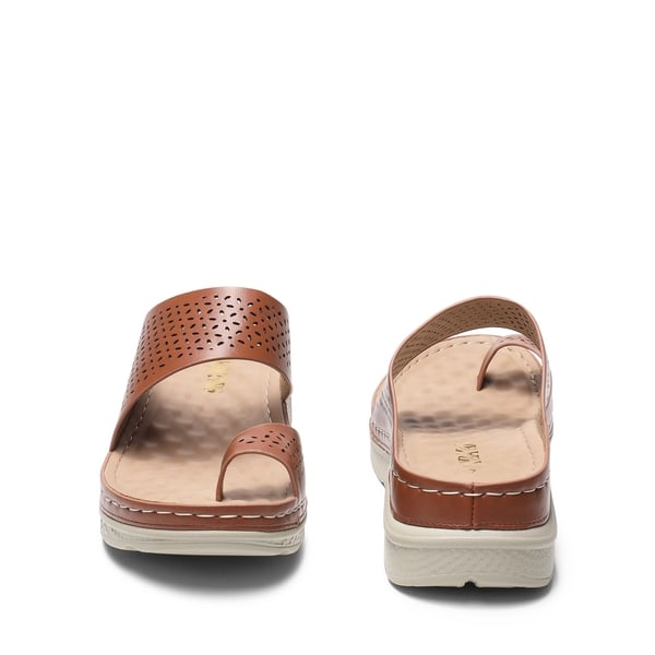 Massage Footbed Arch Support Cut-Out Sandals - BROWN - 3