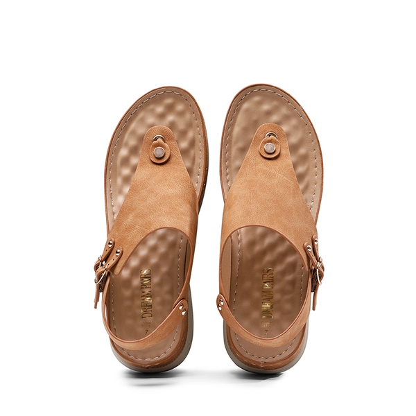 Massage Footbed T-strap Comfortable Sandals - BROWN - 4