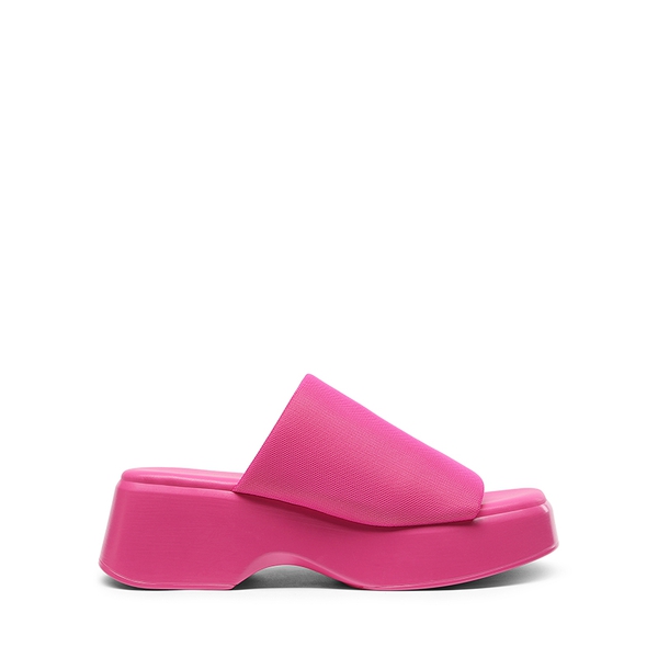 Knitted Chunky Flatform Slip On Sandals - HOT PINK - 1