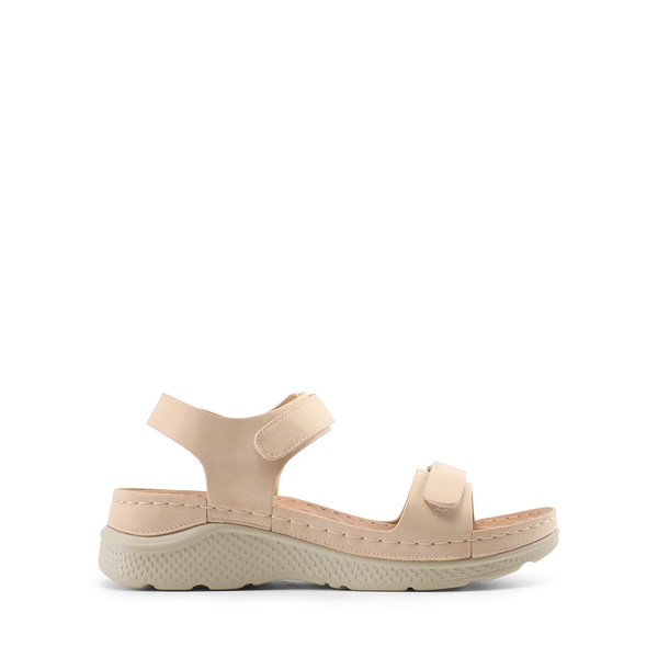 Hook-And-Loop Straps Massage Footbed Sandals - NUDE - 1