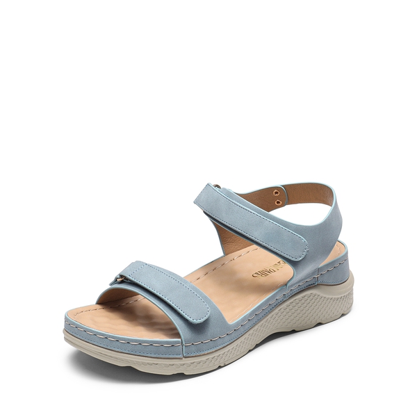 Hook-And-Loop Straps Massage Footbed Sandals - BLUE -  0