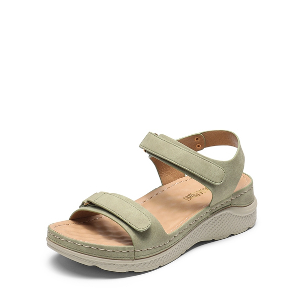 Hook-And-Loop Straps Massage Footbed Sandals - GREEN -  0