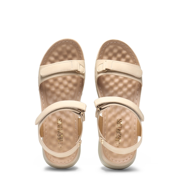 Hook-And-Loop Straps Massage Footbed Sandals - NUDE - 4