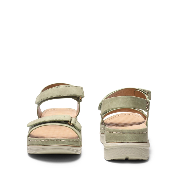 Hook-And-Loop Straps Massage Footbed Sandals - GREEN - 3
